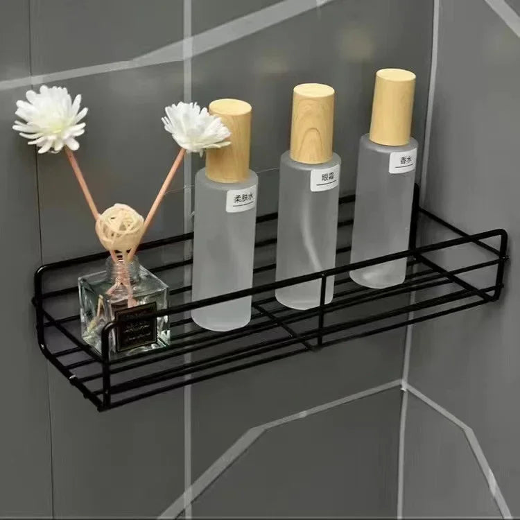 Wall Mounted Bathroom Shelf Corner Storage Iron Shower Drain Basket Cosmetic Rack Shampoo Holder Bathroom Organizer Wall Shelves