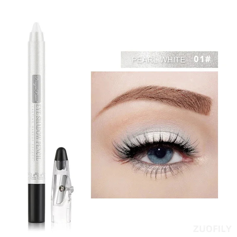 12Colors Glitter Eyeshadow Pen Long Lasting Matte Eye Shadow Palette Shiny Highlighter Silver Purple Eyeliner Pencil Cosmetics