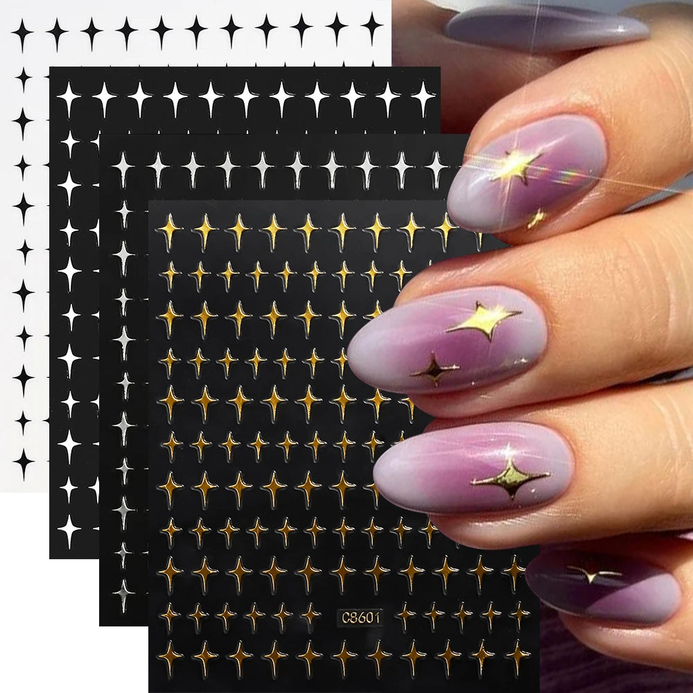 4pcs/set 3D Cute Cartoon Black Cat Nail Stickers Funny Cat Paw/Bowtie Self-Adhesive Nail Art Decals Manicure Accessories DIY 8*1