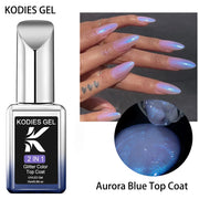 KODIES GEL Glitter Top Coat UV Gel Nail Polish Pearlescent Aurora Blue Gel Finish Sealer Semi Permanent Manicure Nail Supplies
