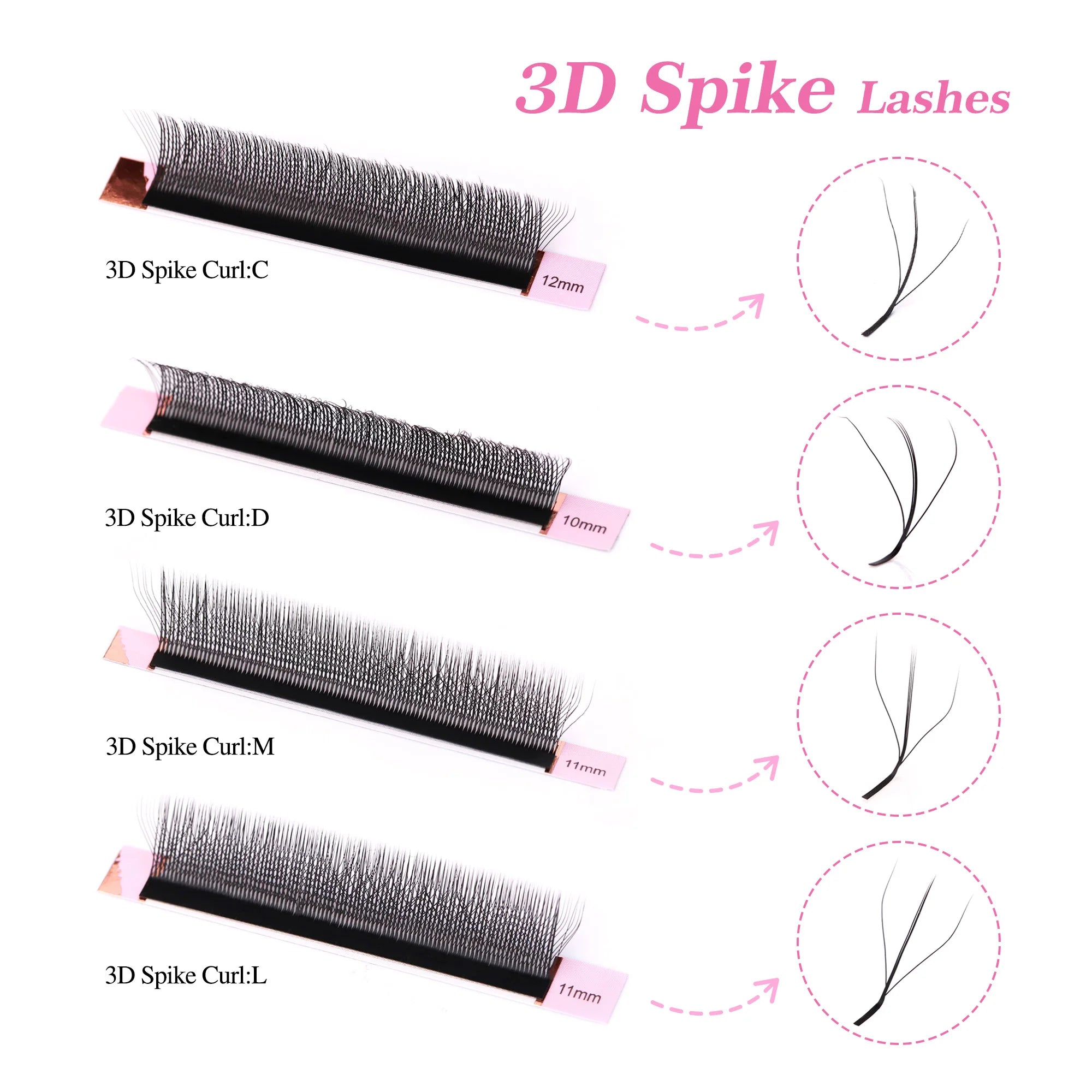 AGUUD NEW L M Brown 3D W Three-Core Shape Lashes Extension Premade Fan 3D Fairy Spike Eyelash W Style Natural 3D W Sandwich Lash