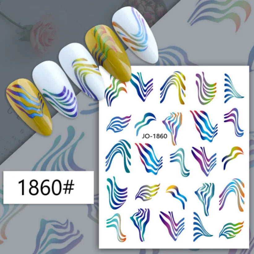 Nail Stickers 3D  Metal Line Sliver Gold Thorns Vine Curve Stripe Lines Tape Swirl Sliders Manicure Adhesive Gel Nail Art Decals