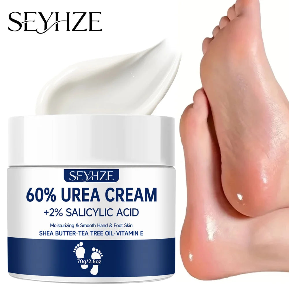 SEYHZE 60% Urea Foot Cream with 2% Salicylic Acid, moisturizing cream suitable for cracked heels and dry hands, soft light beige