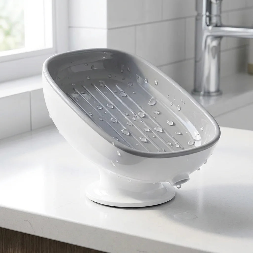 Suction Cup Soap Dish Self-Draining Non-Slip Soap Holder For Bathroom Shower Kitchen Sink Soap Storage