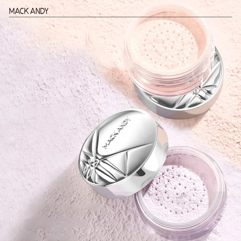 Mack Andy loose powder naturally fits and brightens, soft and focused, holds makeup, controls oil, loose powder, honey powder