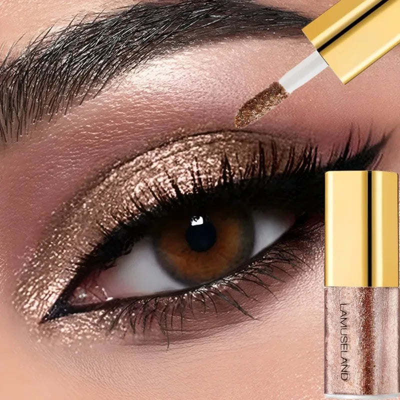 Pearly Liquid Eyeshadow Natural Smokey Silver Shimmer Glitter Diamond Eye Shadow for Eyelid Waterproof Beauty Highlighter Makeup