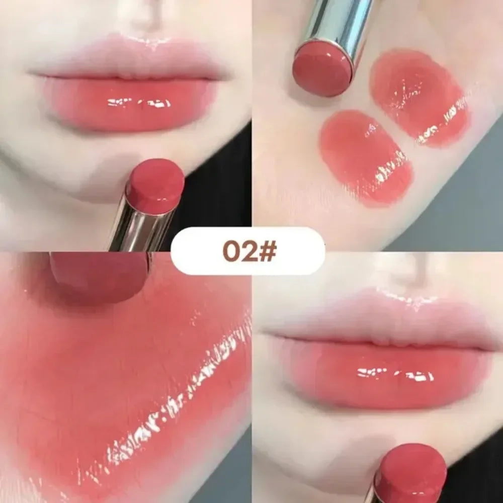 6 Colors Silky Glossy Lipstick Gege Bear Pump Lips Moisture Water  Comfortable Ultra Sheen Non-Stick Cup Lip Balm