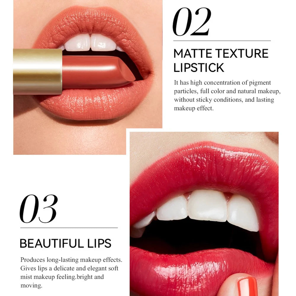 CHOOSE RASME 6-Color Chocolate Bar Lipstick Makeup Pearls Not Easy to Peel off Matte Waterproof Lipgloss
