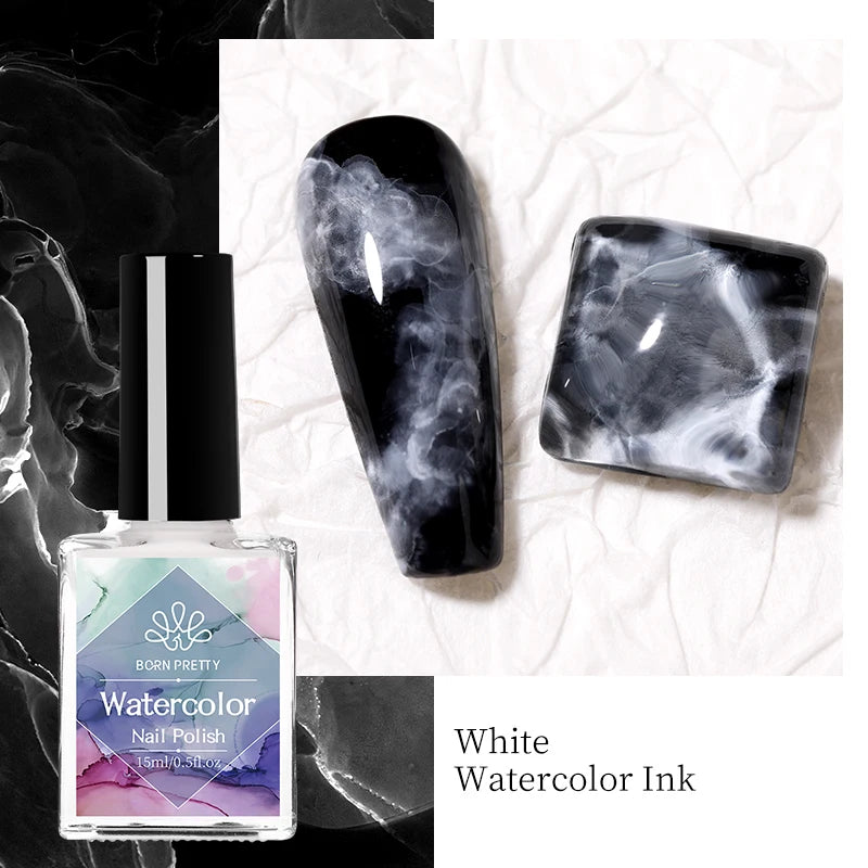 BORN PRETTY 15ml White Blossoming Gel UV LED Soak Off Nail Art Polish Spreading Effect Watercolor Marble Nail Polish Gel