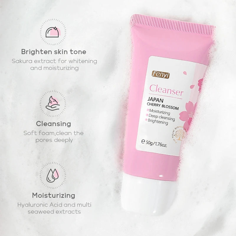 Vitamin C Sakura Facial Cleanser Face Wash Foam Face Wash Foam Face Cleanser Moisturizing Whitening Anti-aging Facial Skin Care