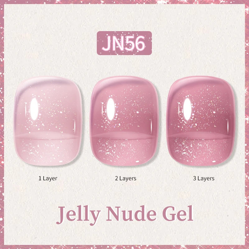 BORN PRETTY 10ml Glitter Pink Nude Jelly Nail Gel Polish Varnis Semi-permanent Sheer Translucent UV LED Soak Off Gel Polish