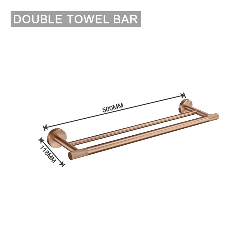 Brushed Rose Gold Accessories Set Toilet Brush Holder Toilet Paper Holder Towel Bar Rail Rack Hanger Hook Soap Dish Hardware