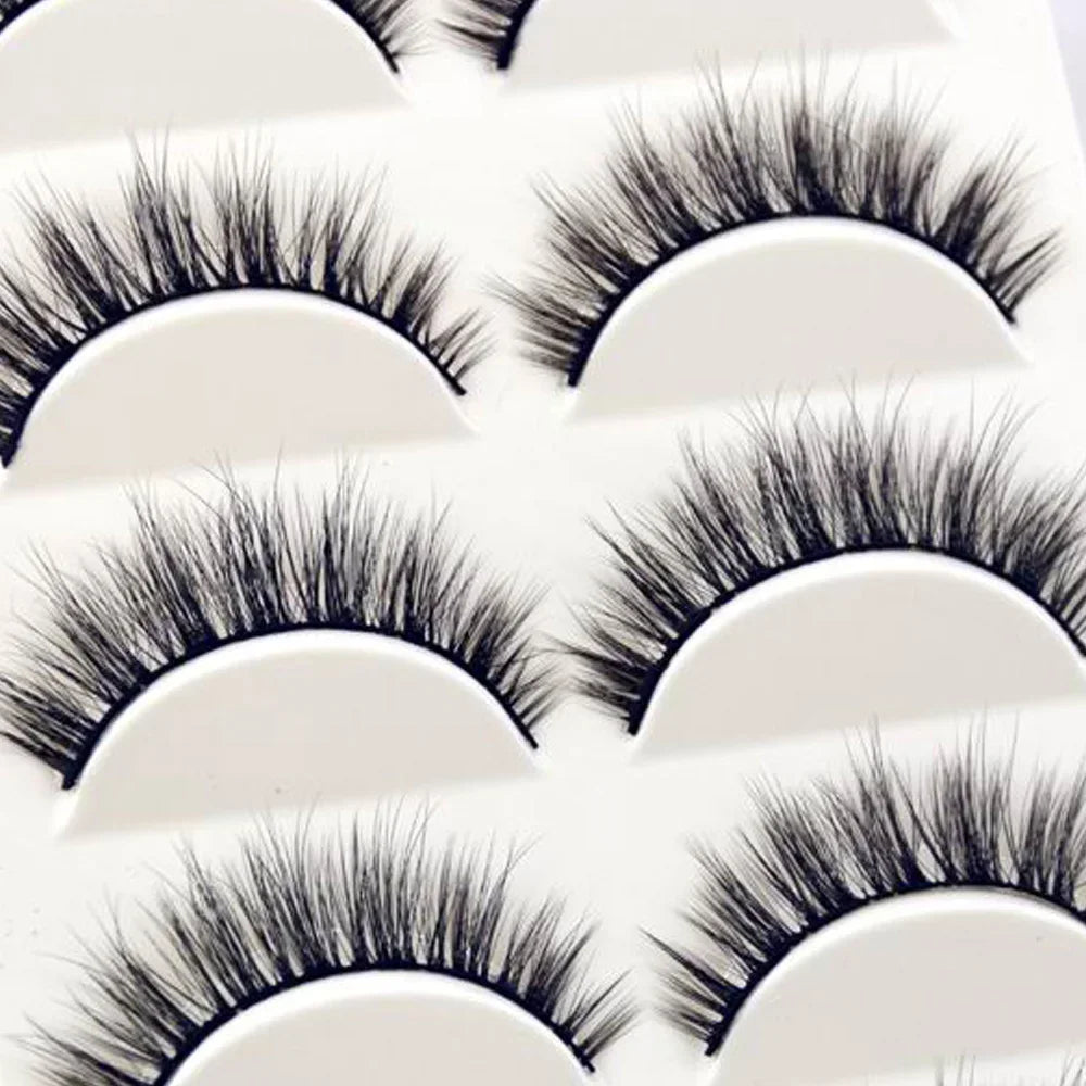 HBZGTLAD 5Pairs 3D Handmade Fake Eyelashes Natural Long Thick Daily Makeup Thick Cross Eyelashes Eye Lashes
