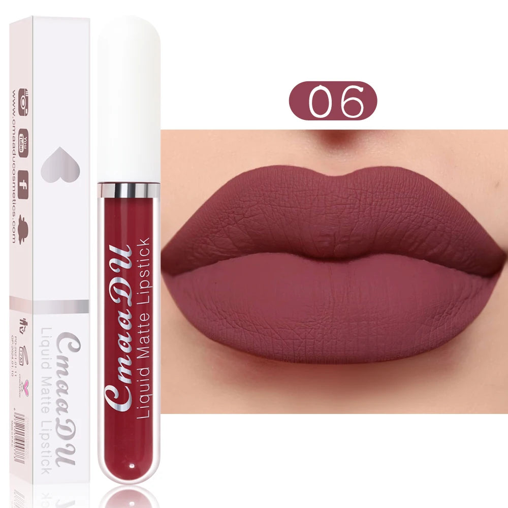 CmaaDu 1 Pcs Matte Lip Gloss Liquid Lipstick- Lip Stains with Long-Lasting Waterproof,  Adult Age Range, Red Tones Easy to Color
