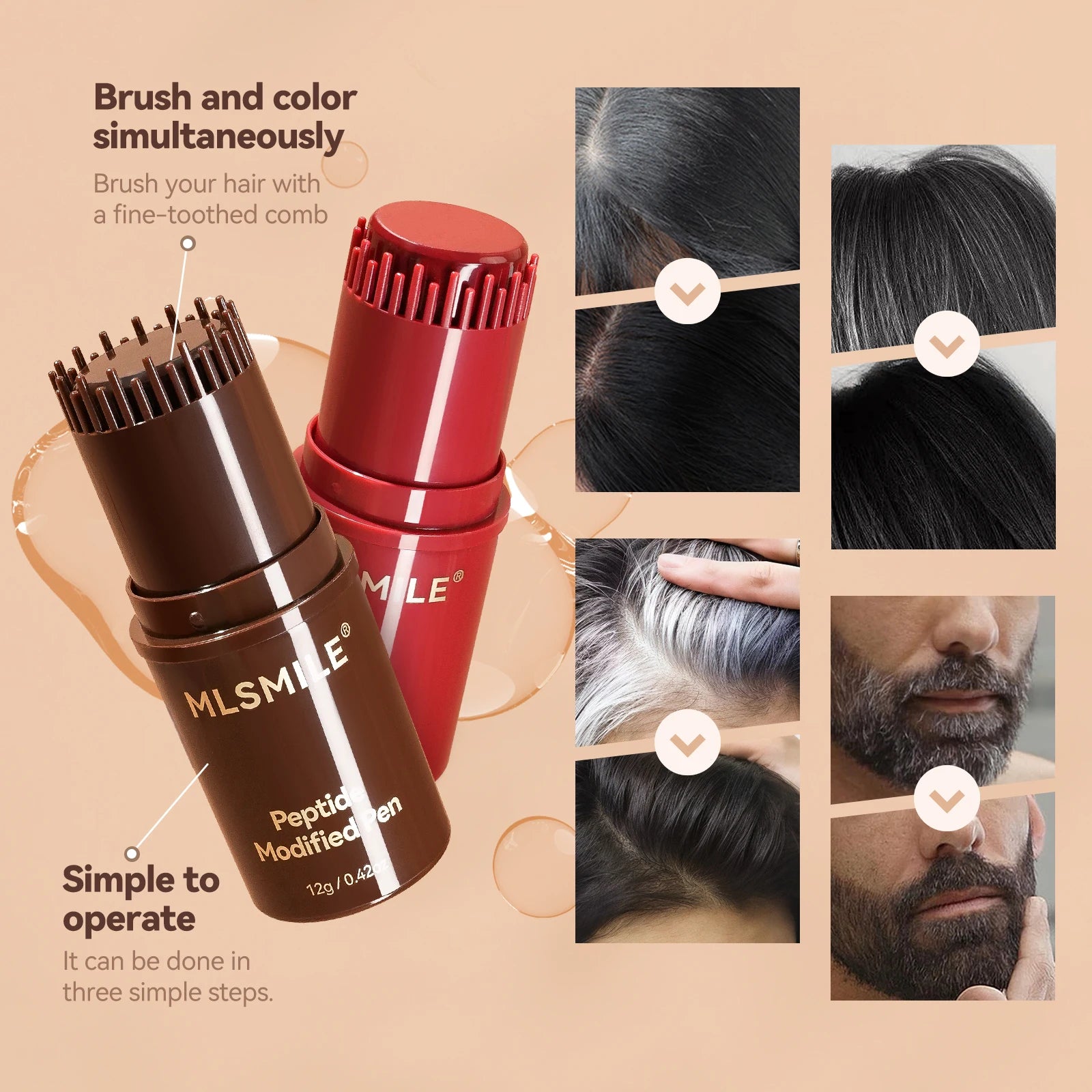 MLSMILE Multifunction Peptide Hair Dyeing Stick Hair Care And Repair No Objectional Odor Hair Color Cream 2025 New