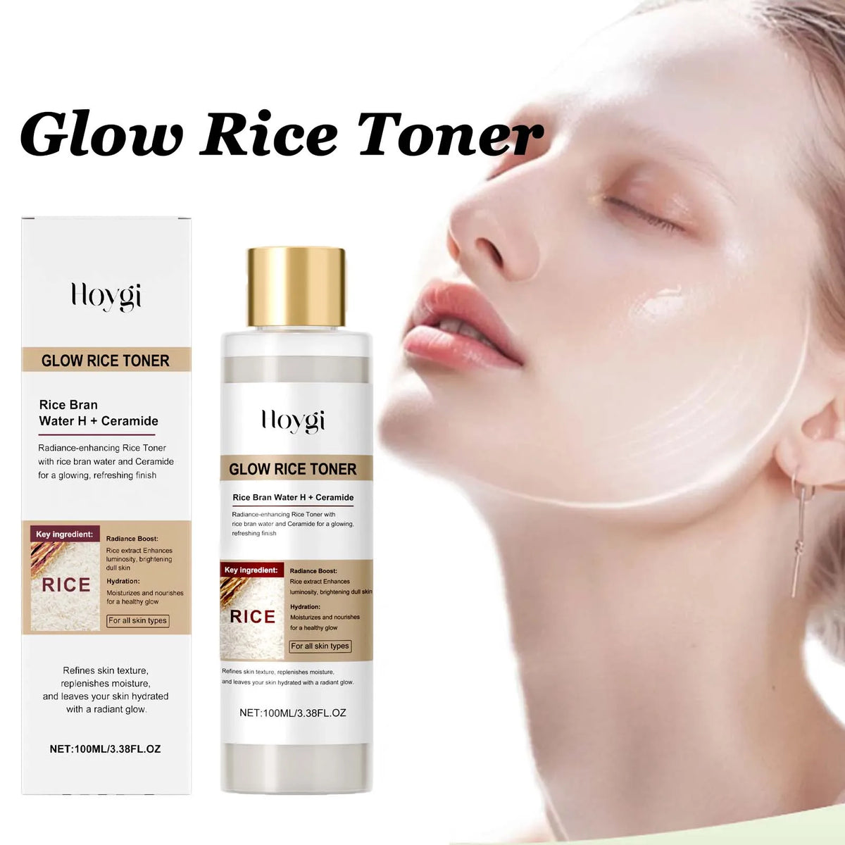 Glow Rice Toner Hydrating Balancing Facial Essence Water Oil Control Pore Refining Nourishing Brightening Toner Glowing Skin