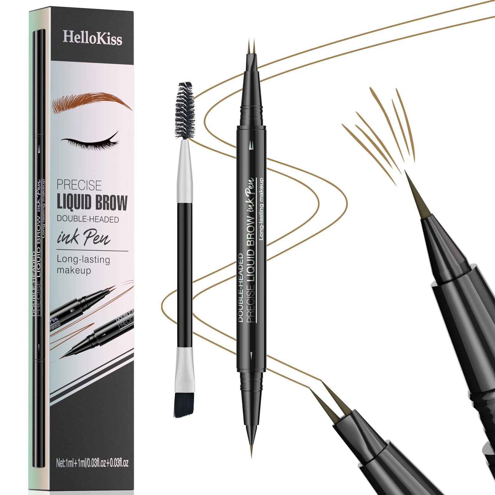 Waterproof Eyebrow Pen, Microblading Eyebrow Pencil With 4 Split Head, Natural Looking Brows Makeup ( 5 Colors)