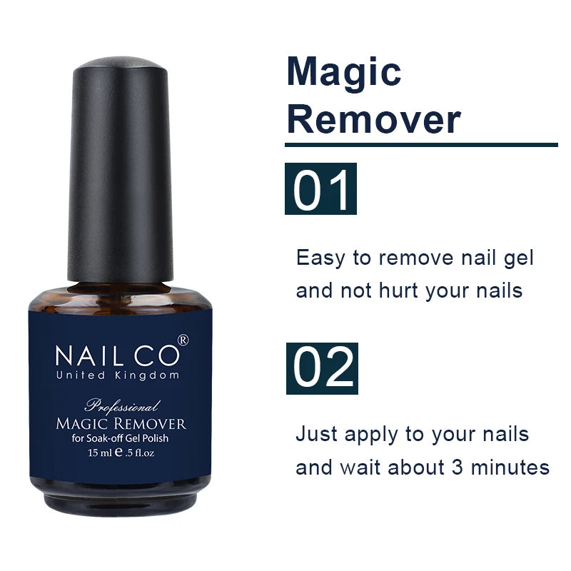 NAILCO 15ml Magic Fast Nail Gel Polish Remover Clean UV Soak Off Semi Permanent Varnish Nail Art Removal Tools Manicure Product