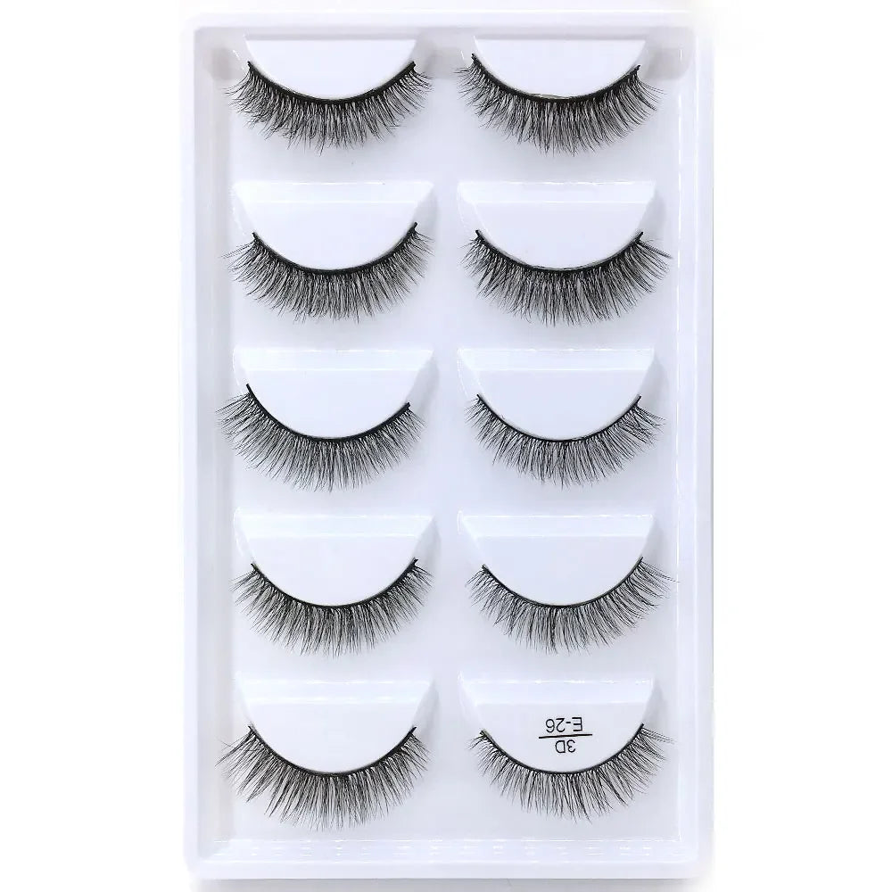 HBZGTLAD 5Pairs 3D Handmade Fake Eyelashes Natural Long Thick Daily Makeup Thick Cross Eyelashes Eye Lashes