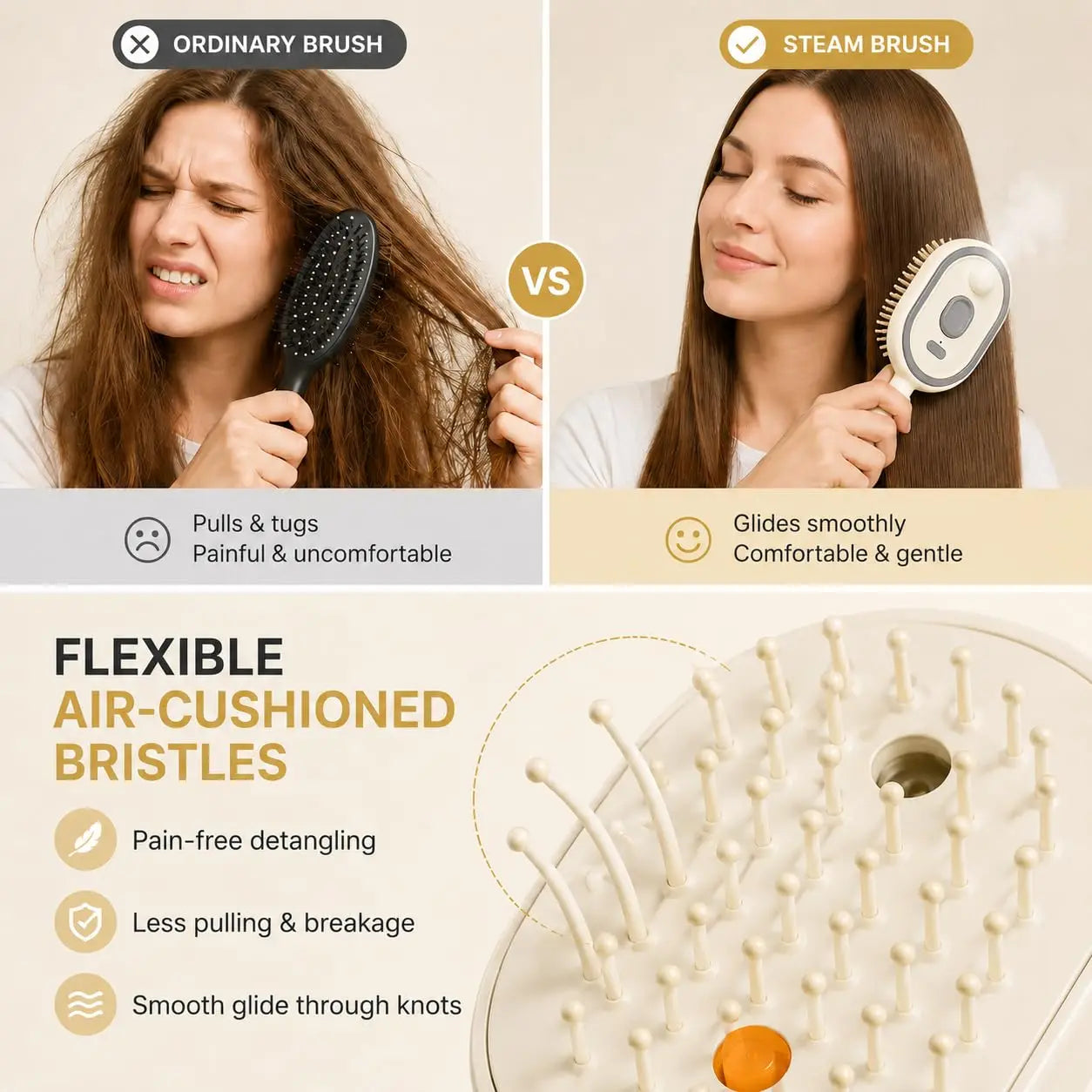 Electric Spray Hair Brush Rechargeable Water Spray Hair Brush Anti-Static Hair Brush Reduce Frizz Electric Steam Massage Comb