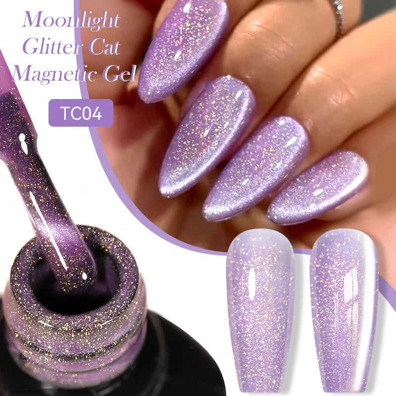 LILYCUTE 7ml 9D Black Crystal Cat Magnetic Gel Nail Polish Laser Silver Glitter Semi Permanent Manicure For Nail Art Gel Varnish