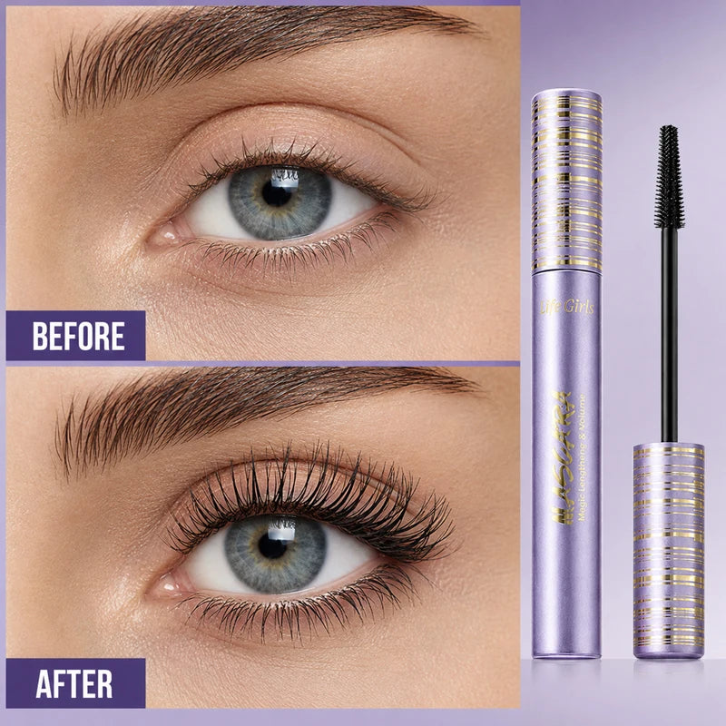 Life Girls Waterproof Mascara Lengthening Volumizing Curling Black Mascara Smudge Proof Long Lasting Thick Lashes Eye Makeup