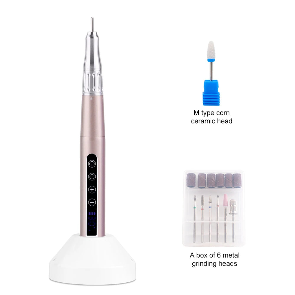 35000RPM Wireless Portable USB Pen Nail Drill Professional Rechargeable Manicure Electric Nail Cuticle File Nail Polisher Tools