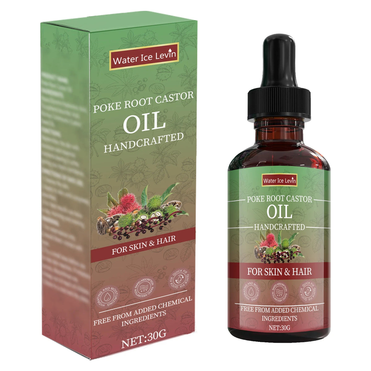 Poke Root Castor Oil for Skin & Hair - Natural Handcrafted Blend, Deep Moisture, Winter Nourishment, Chemical-Free Formula