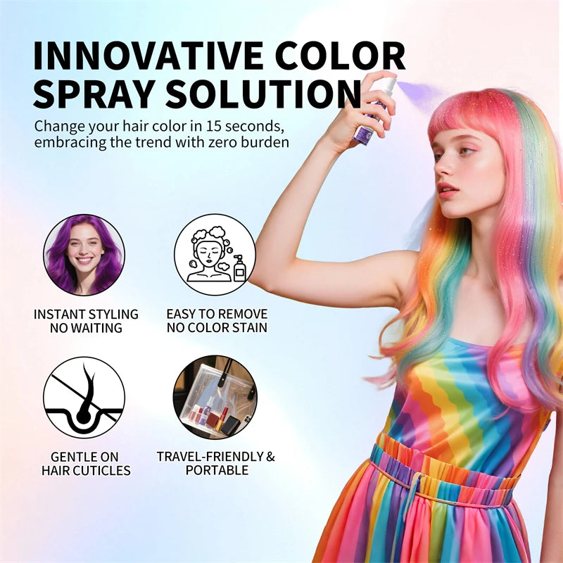 8 Colors Temporary Hair Color Spray For Men Women Children One-Time Party Hair Styling Spray Instant Hair Salon Hair Colour Dye