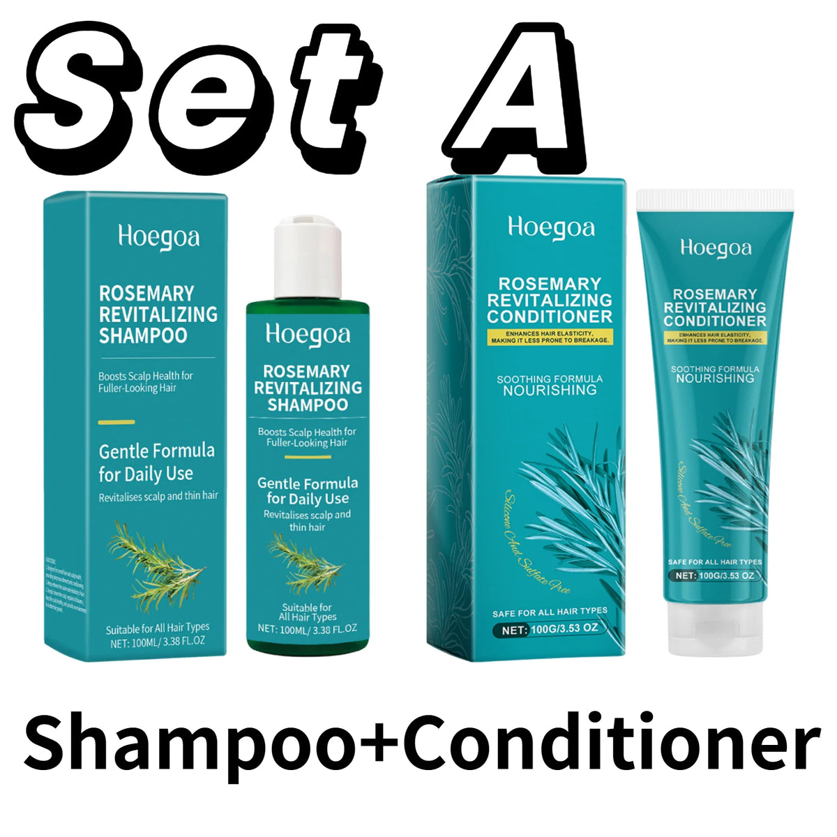 Organic Rosemary Hair Care Set Shampoo&Conditioner&Serum Nourish Strengthen Hair Roots Improve Dry Frizzy Hair Smooth Treatment