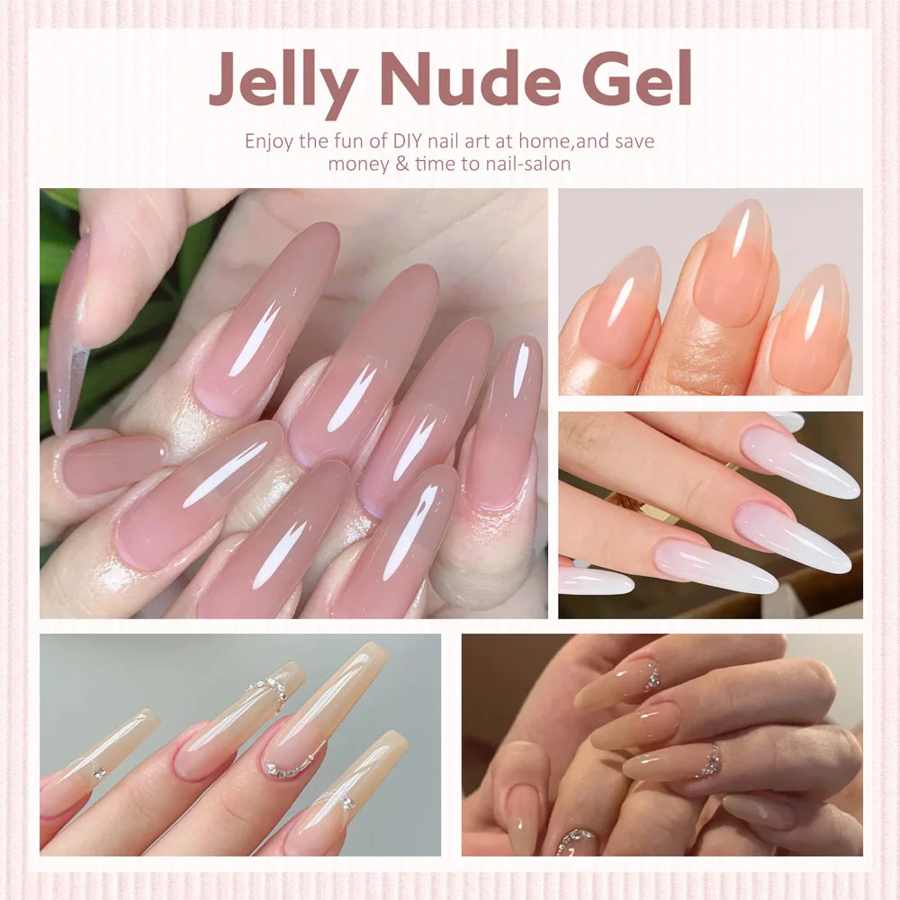 Canni Nail Gel Polish Jelly Nude Color HEMA FREE TPO FREE 9ml Transparent Semi Permanent Natural Nude French Nail Gel Lacquer