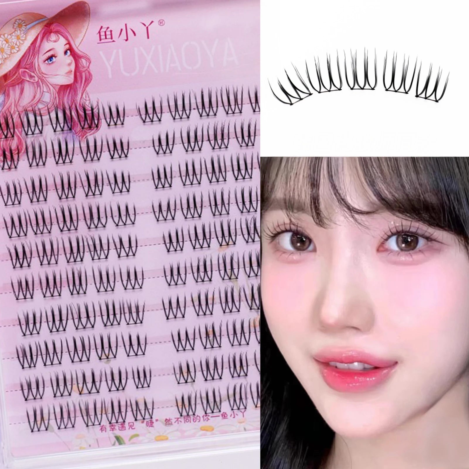U-shaped Segmented Kpop False Eyelashes Korean Cluster Natural Individual Lash DIY Large Capacity Eyelash Manga Black Stem