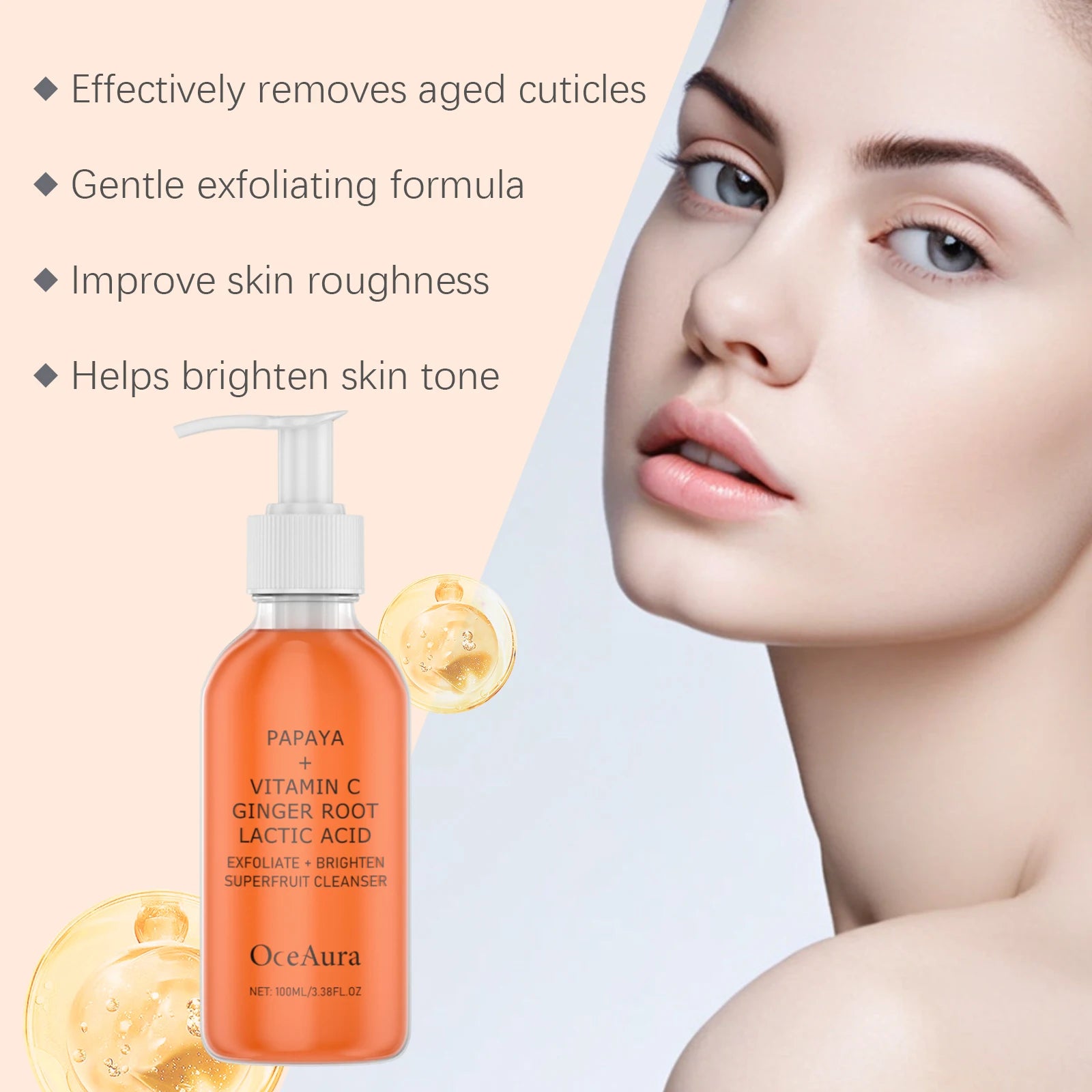 Papaya & Vitamin C Face Wash Gentle Exfoliating Brightening & Even Skin Tone Moisturizing Facial Cleanser for Soft Smooth Skin