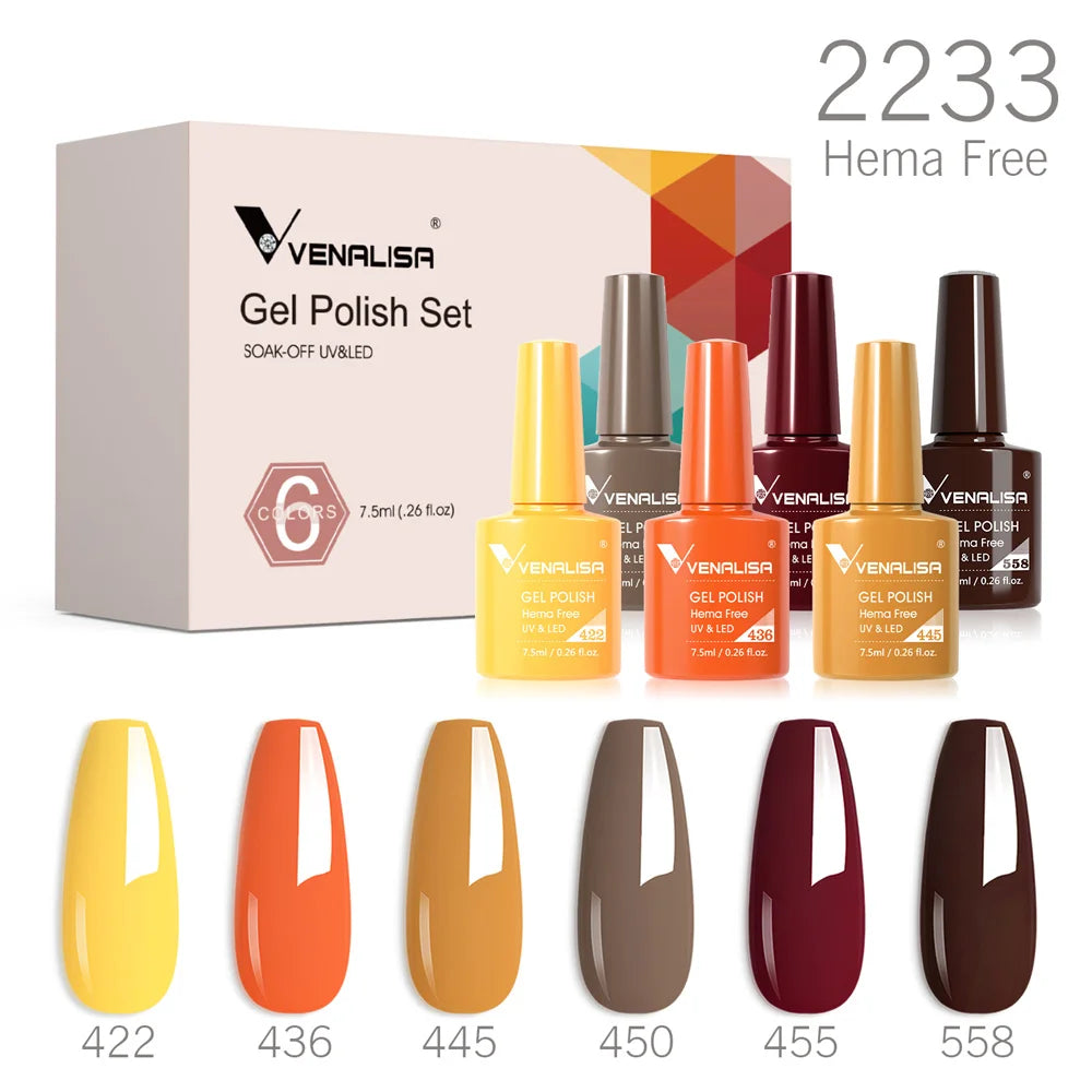 Venalisa Nail Gel Polish Kit HEMA TPO FREE Nude Pink Color Collection Self Leveling Full Coverage Nail Manicure Set 6Pcs Kit