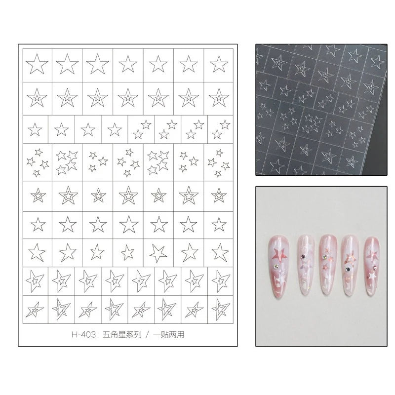 5Pcs Hollow Out Butterfly Nail Art Stencils Stickers Spray Painted Design Love Pattern Template Nail Decals Auxiliary Tools