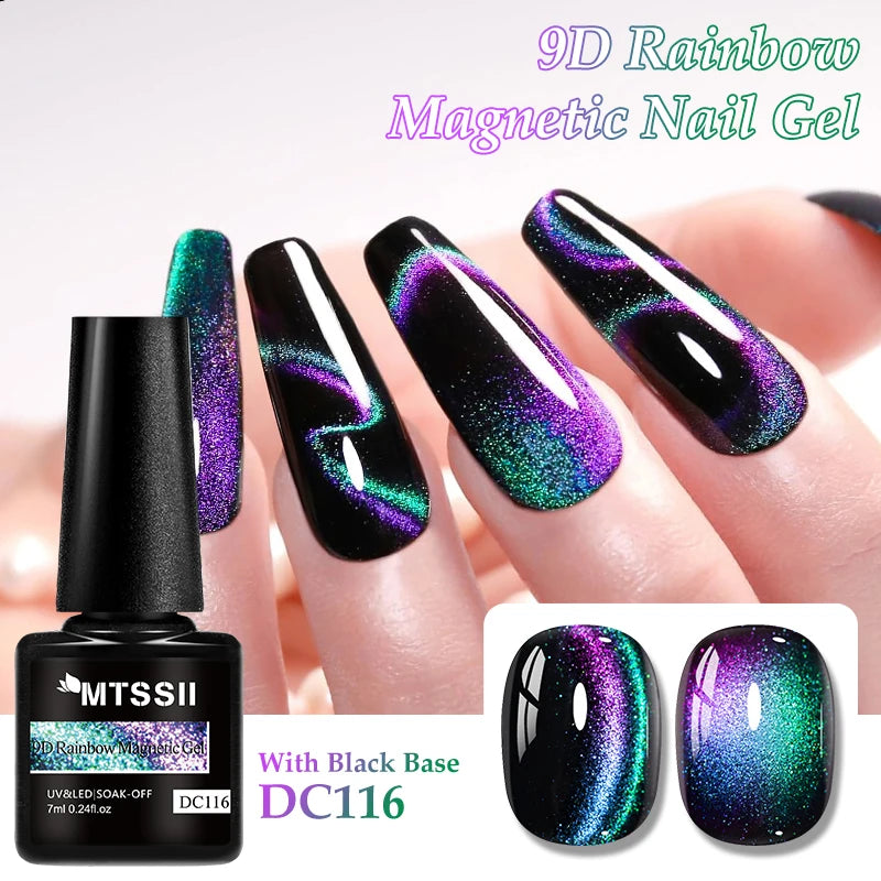9D Rainbow Cat Magnetic Gel Nail Polish Chameleon Galaxy Effect Magnetic Semi Permanent Soak Off UV Gel Varnish Nail Supplies