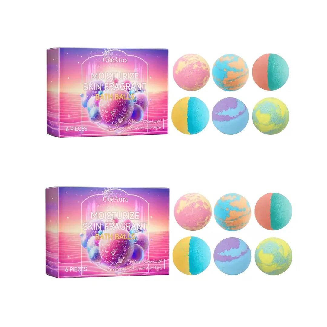 6PCS Colorful Bath Balls Gift Set Deep Moisturizing Skin Exfoliating Reduce Dryness Cheerful Scent Relax Spa Bath Flavor Balls
