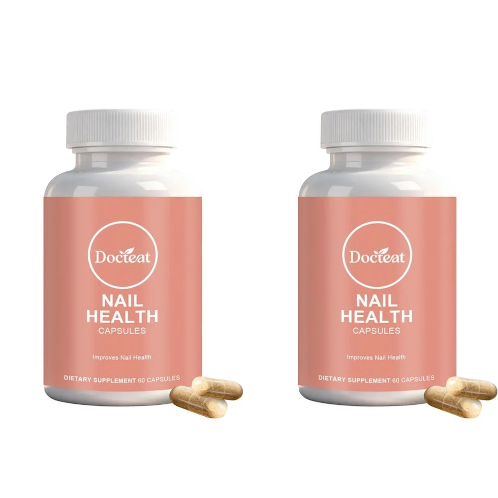 Docteat Nail Health Capsules with Biotin Zinc Vitamin C D3 E Supports Nail Skin Hair and Collagen 60 Capsules Dietary Supplement