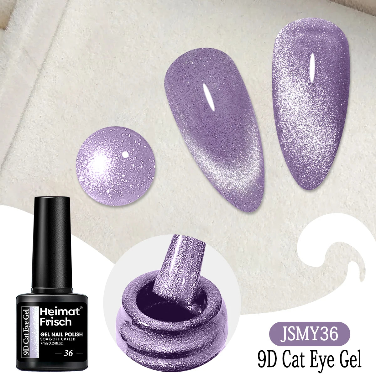 Heimat Frisch Single 0.24oz Crystal Cat Eye Gel Nail Polish - Holographic Glitter, Translucent and Magnetic Effect, Long-Lasting