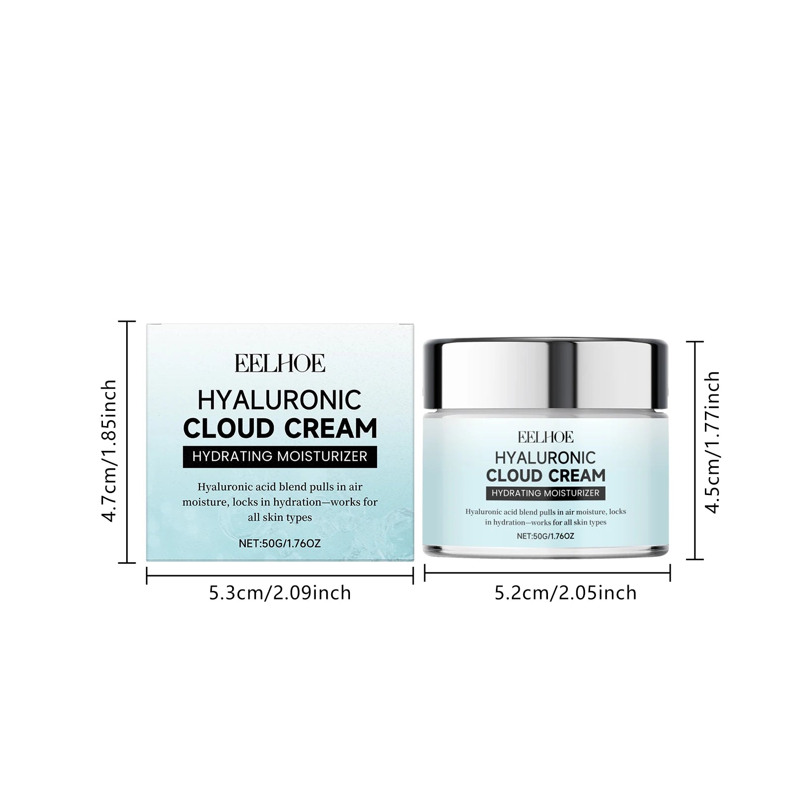 Hyaluronic Cloud Cream Hydrating Non-Greasy Lightweight Tighten Brightening Smoothing Nourishing Makeup Primer Face Cream