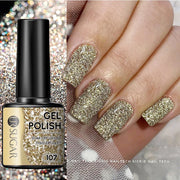 UR SUGAR 7ml Champagne Gold Sequins Gel Nail Polish Bright Sparkling Glitter French Semi Permanent Nail Painting UV Gel
