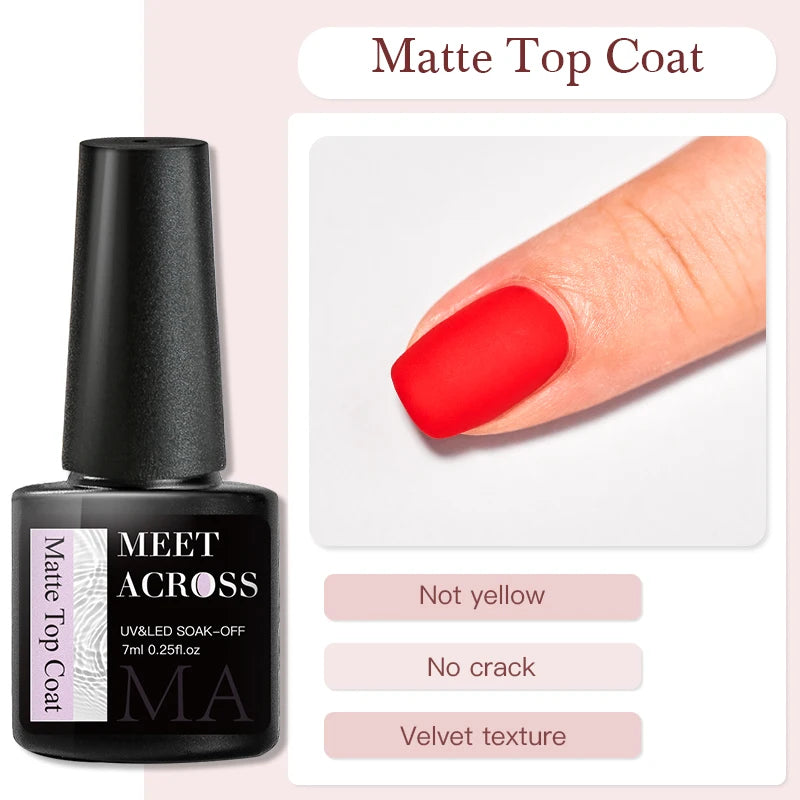 MEET ACROSS 7ml Dark Color Glitter Top Coat Gel For Nails Brocade Powder 2 In 1 Chameleon Nail Art Gel Varnish Manicure