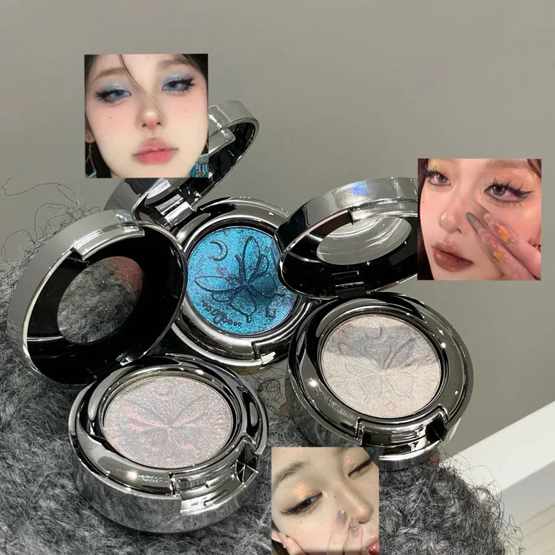 3D Butterfly Embossing Chameleon Eyeshadow Monochrome High-pigment Metallic Gradient  Shiny Glitter Blue Highlighter Eyes Makeup