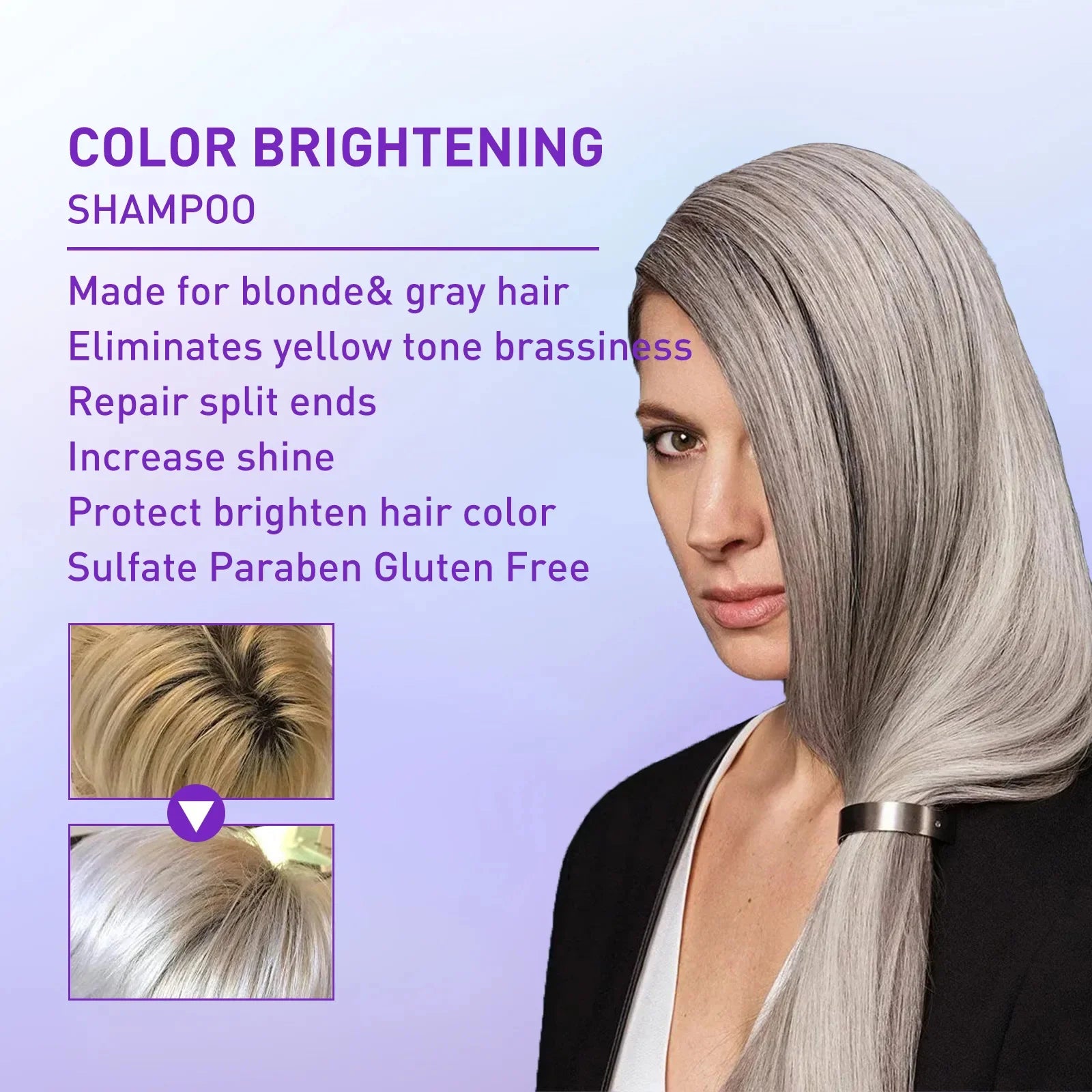 Keratin Purple Hair Mask Gray Color Fixing Hair Fading Yellow Bleach For Hair Repair Cover Grey Blonde Hair Smoothing Hair 100g