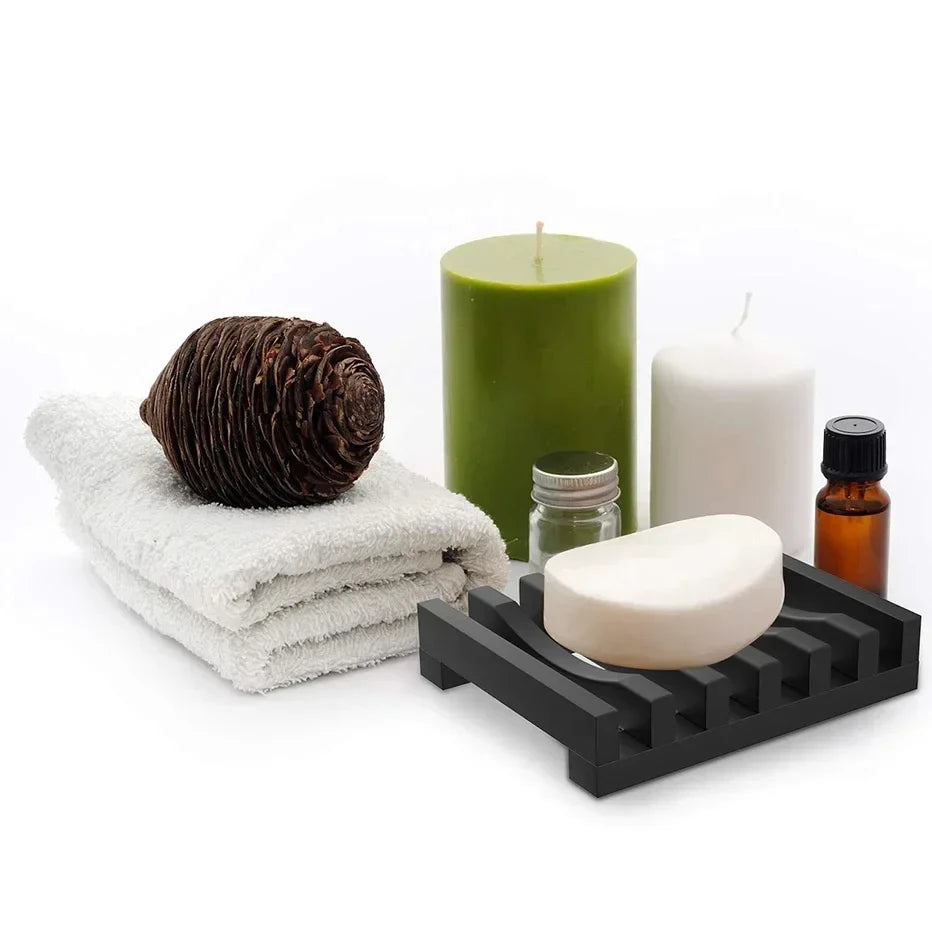 Flexible Silicone Soap Holder Hollow Design Bar Soap Dish Bathtub Kitchen Soap Saver Drainer Sponges Scrubber Display