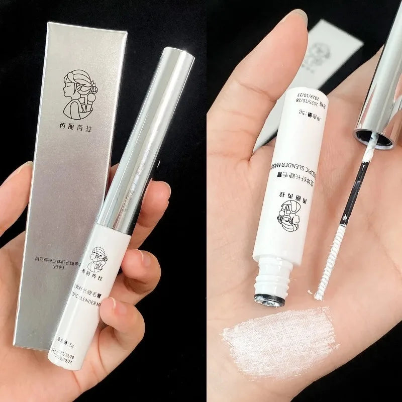 White Mascara Waterproof Long-wearing Fast Drying Curling Volume Eyelashes Extension Eyebrow Dye Tint Christmas Stage Makeup COS