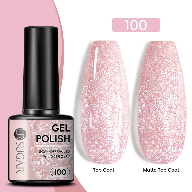 UR SUGAR 7ml Glitter UV Gel Nail Polish Glitter Sequins Soak Off UV Gel Varnish Colorful Nail Gel Polish DIY Nail Art Polish