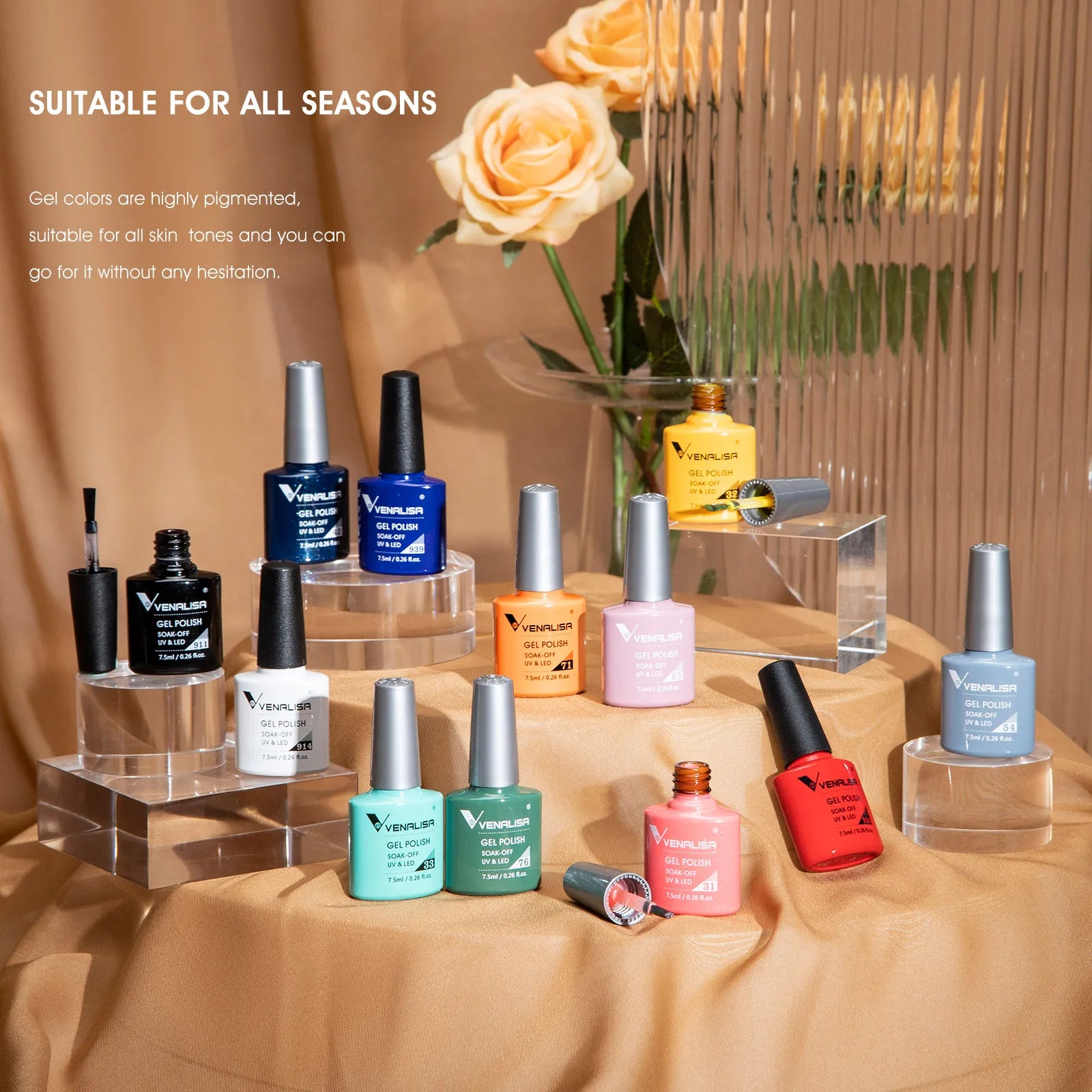 VENALISA Nail Polish Varnish TPO FREE 60 Colors Full Coverage Colors Nail Gel Polish Set CANNI Gel Manicure Soak Off UV Gel