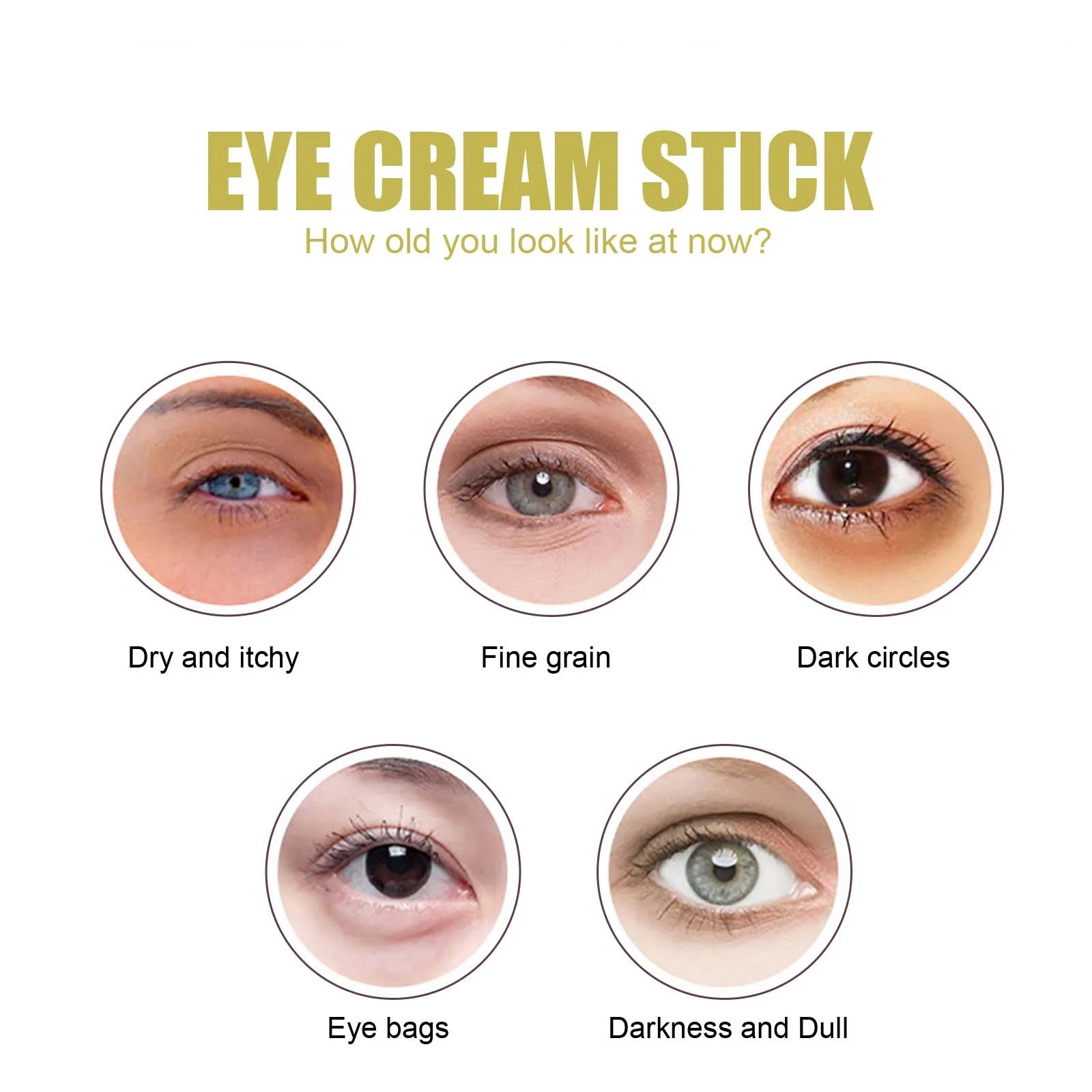 Snail Eye Cream Stick Anti-Puffiness Wrinkle Removal Fade Dark Circle Fine Lines Repair Moisturizing Firming Lightening Eye Care