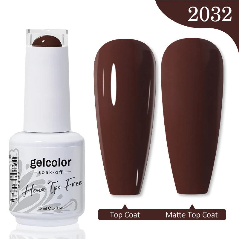 Arte Clavo 15ML Red Brown Color Gel Nail Polish Autumn Winter Nail Art Gel Nail Supplies Semi Permanent Soak Off UV Gel Varnish